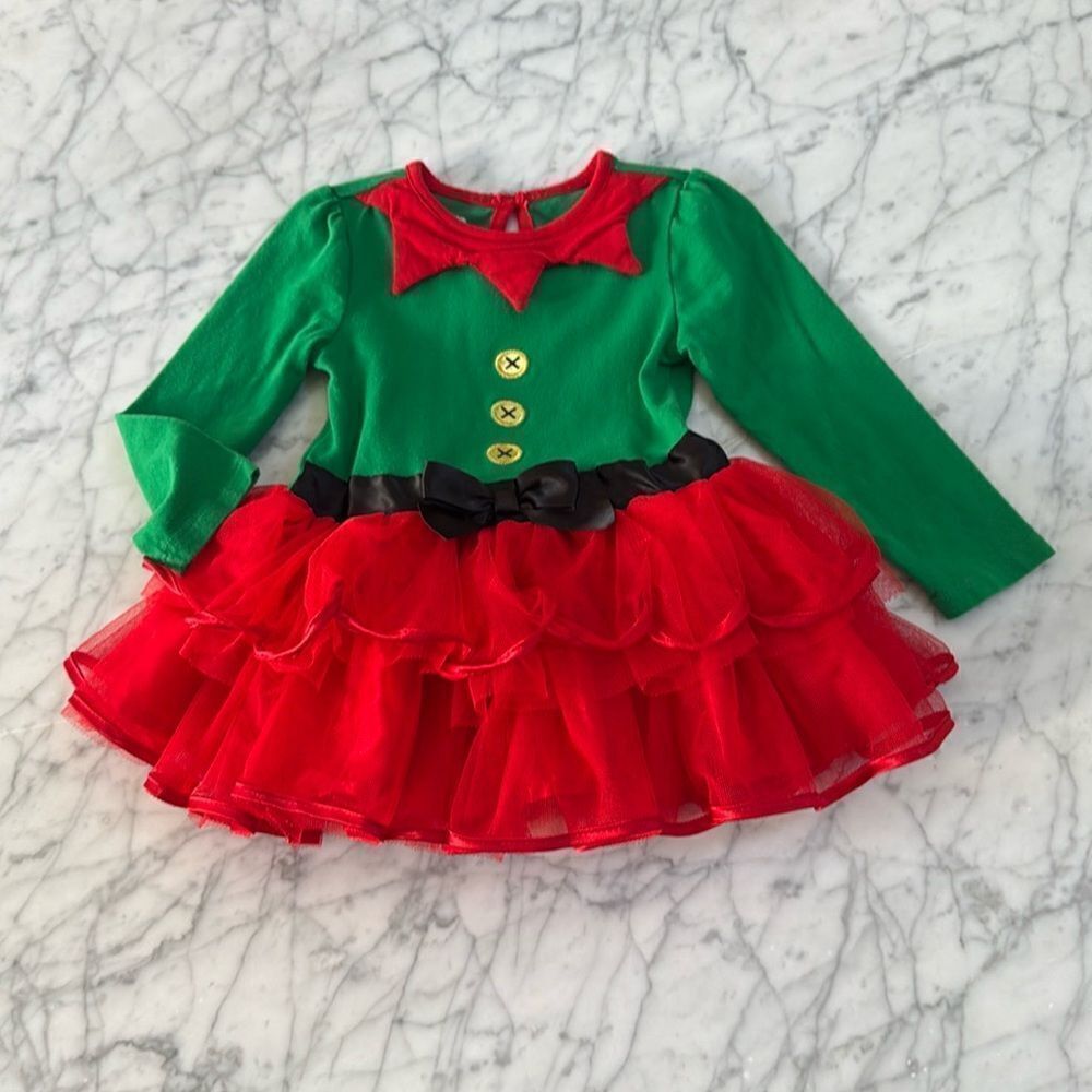 Elf Tutu Christmas Dress Sz 18/24 Mo